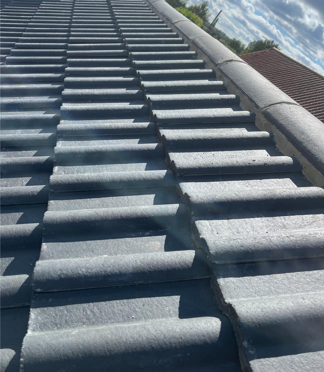 Close-up of dry ridge tile system