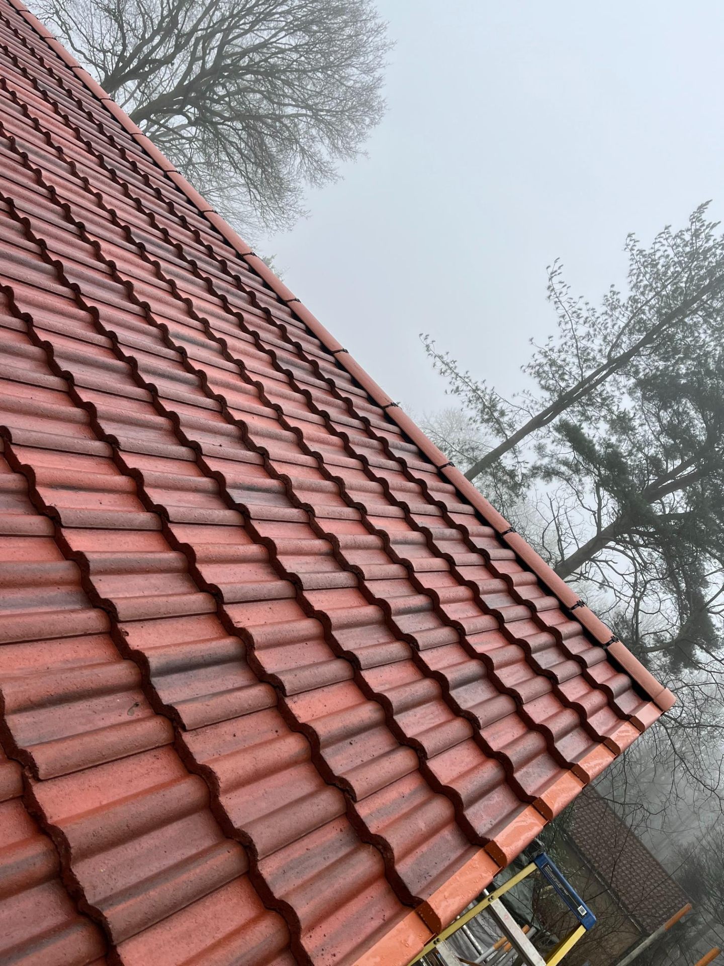 Completed clay tile roof