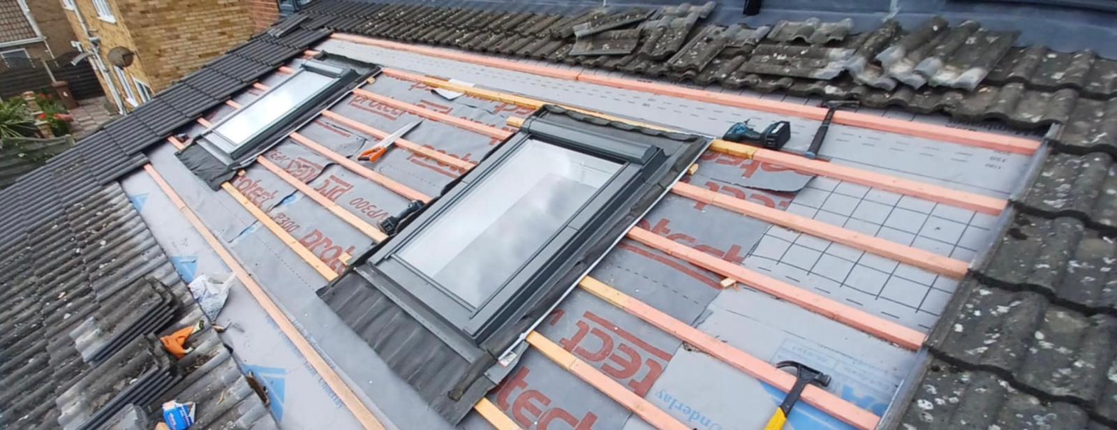 New eaves detail with felt support tray and battens