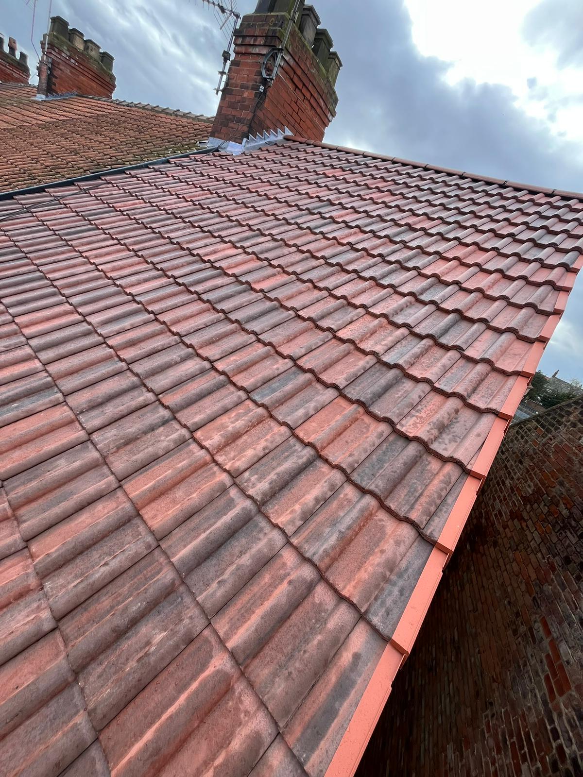 Completed concrete tile roof
